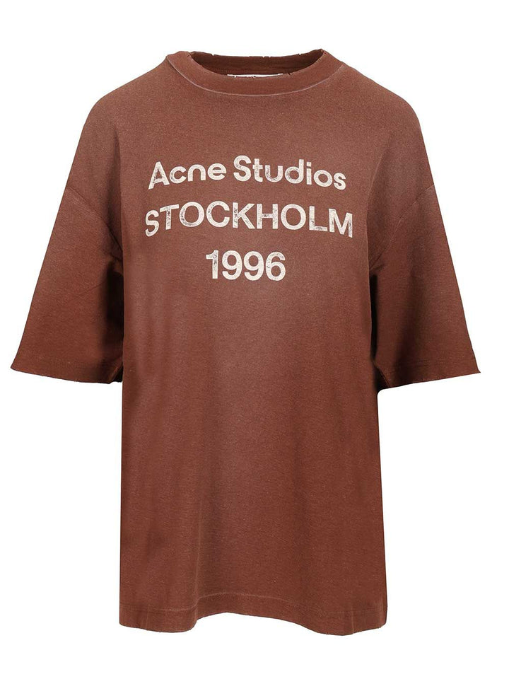Acne Studios Cotton And Hemp T-Shirt - Marrone | df3d466729a3de676890a581017937b9cf893173