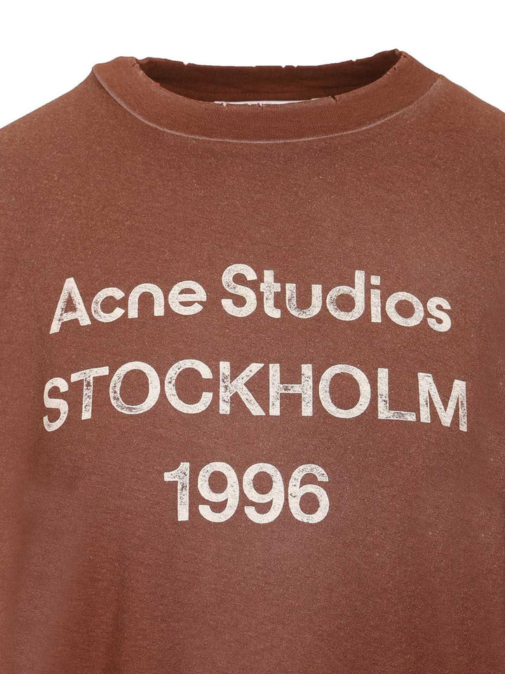 Acne Studios Cotton And Hemp T-Shirt - Marrone | 557e94ad4f309721ee9d84be60f593a368e681a7