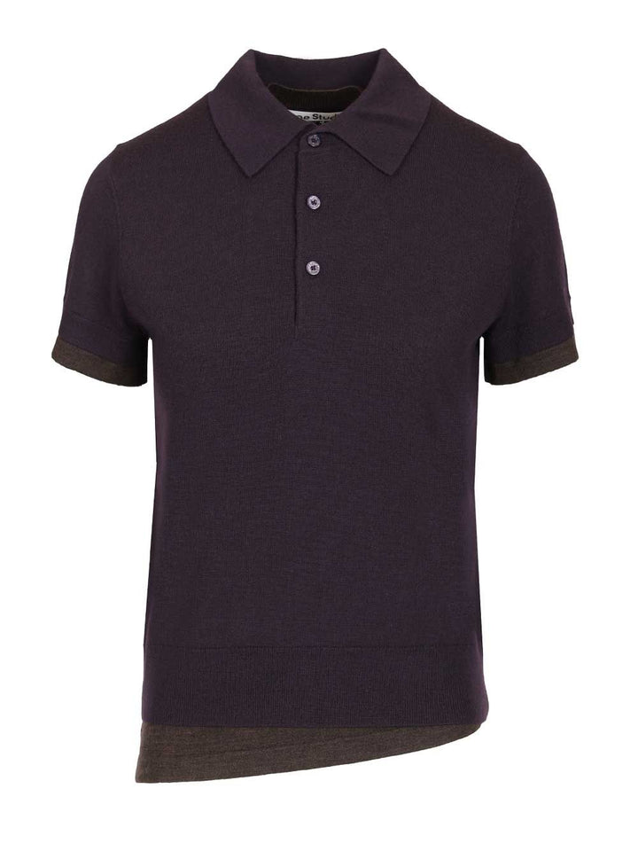 Acne Studios Layered Wool Polo shirt - Violet | a15f672de9e19fe5b9f24891081ad54d6de05ae5