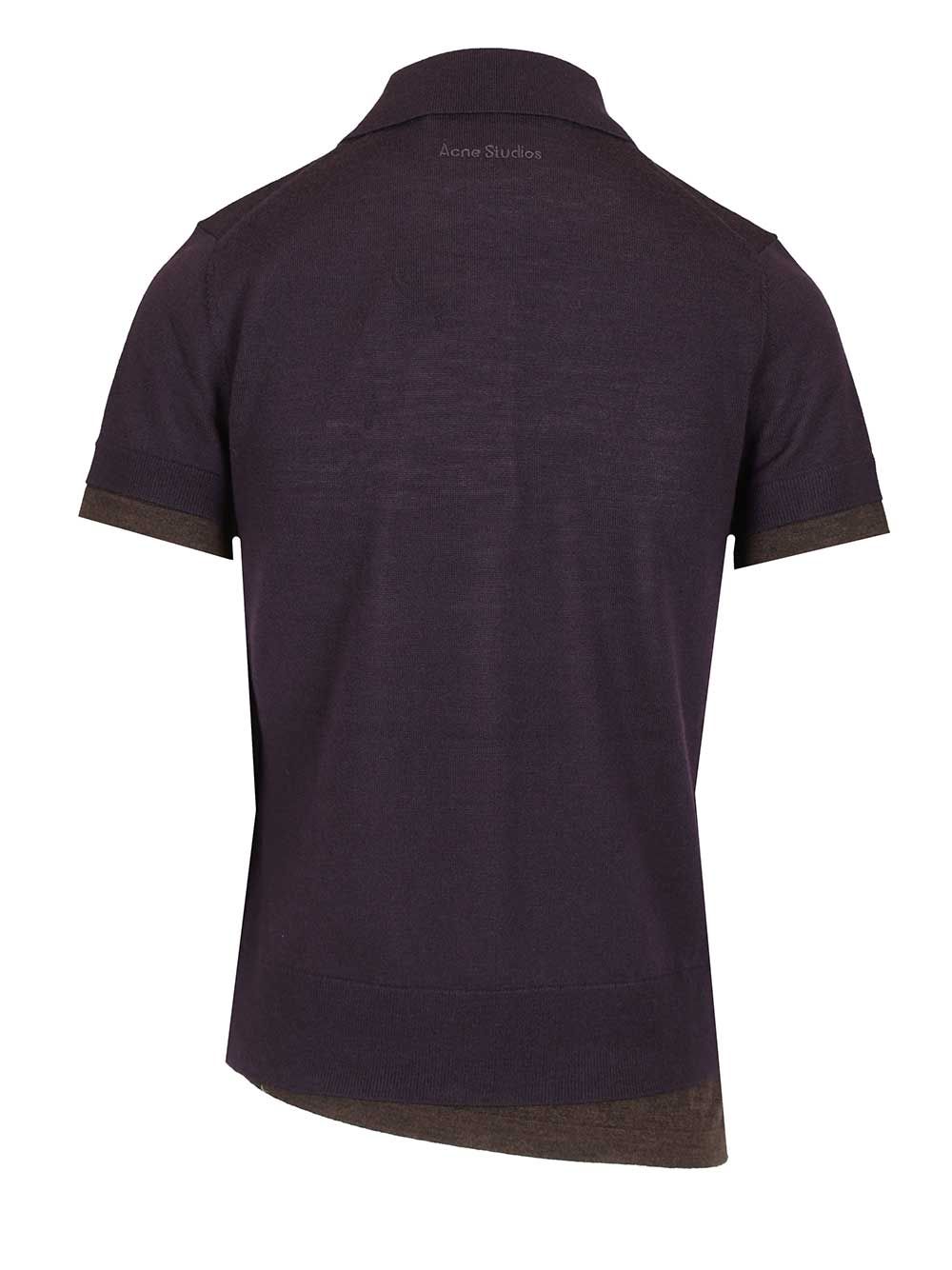 Acne Studios Layered Wool Polo shirt - Violet | 1472ace1df107dcaa97aa7f6f5a34310c4c384c5