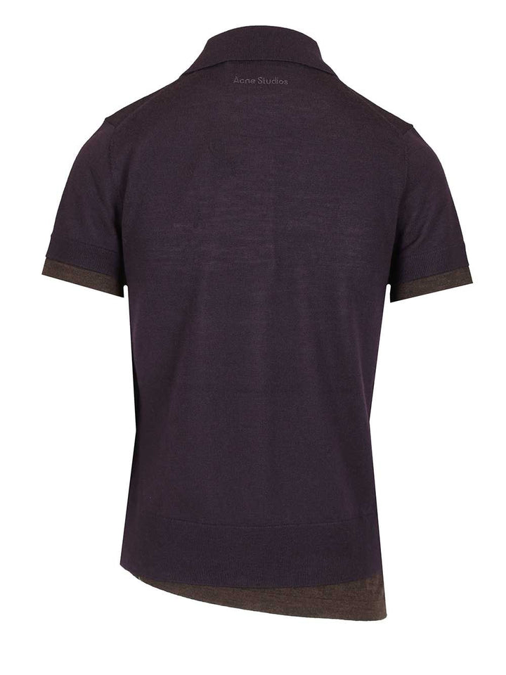Acne Studios Layered Wool Polo shirt - Violet | 1472ace1df107dcaa97aa7f6f5a34310c4c384c5