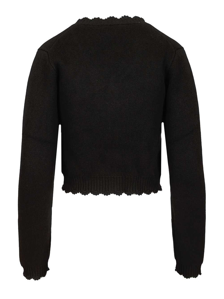 Ganni Cotton Cashmere Crochet Applique Cardigan Knitwear - Nero | 80de7274aac5a9ef637c2aa1cf6fc1b30e95e4c8