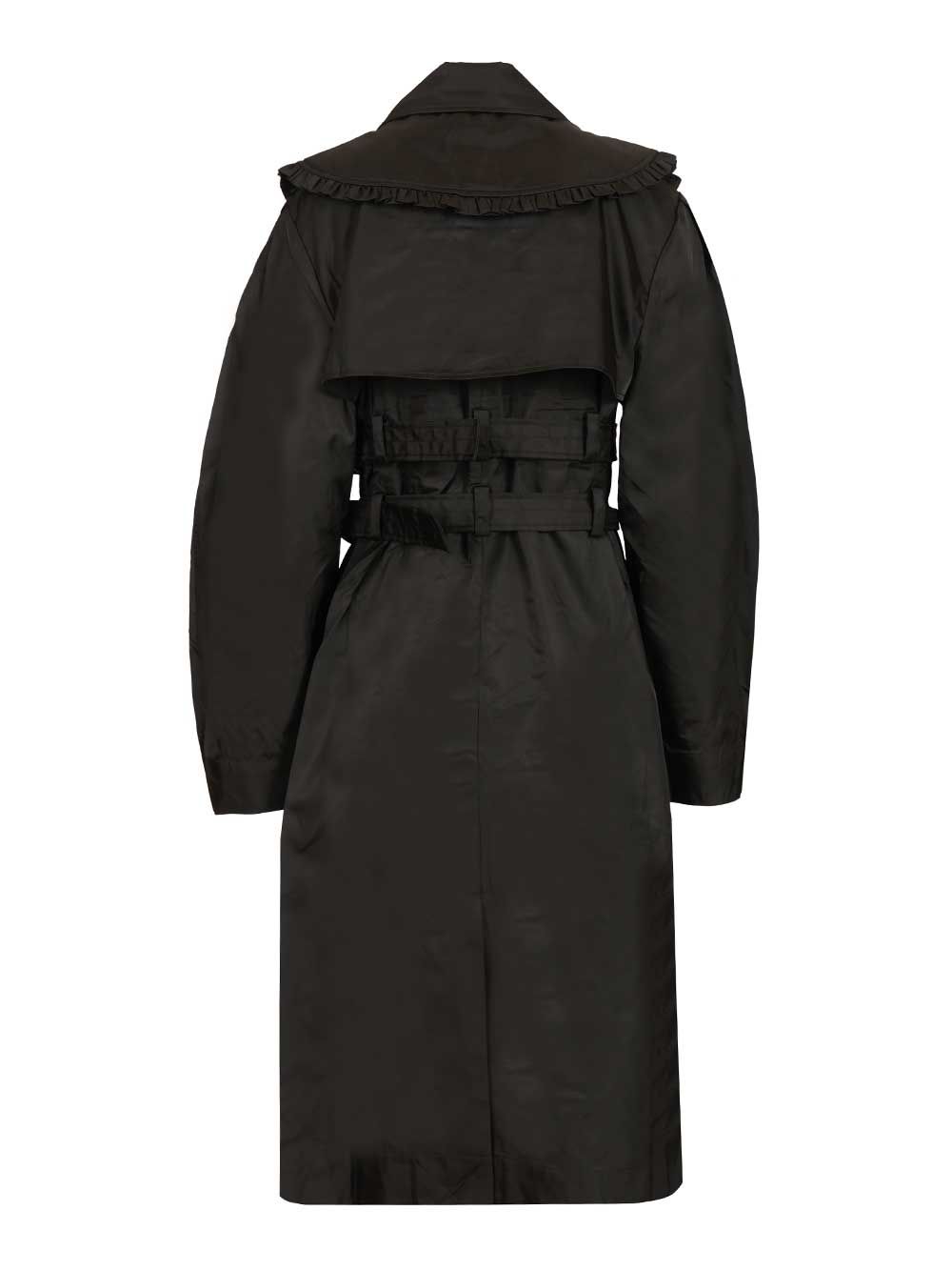 Ganni Duchesse Nylon Trenchcoat Coats - Nero | 375821d1596ab3a6089b7183f463ff5c2035164f