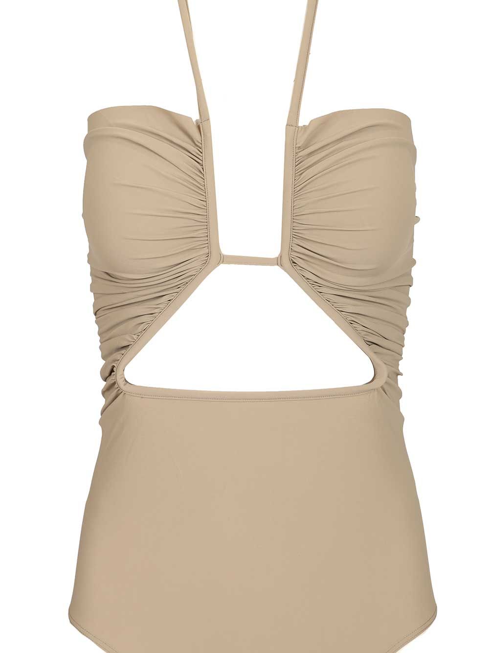 Rick Owens Prong One-Piece Swimsuit With Cut-Out Swimwear - Beige | f531f3bbd621e83b96b231ff34d6bcc60e36fe03