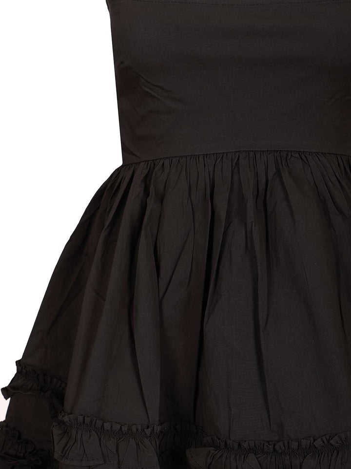 Ganni Black Mini Dress With Ruffles Abiti - Nero | 655040e3989869903efc53c7403d441f8499d5c0