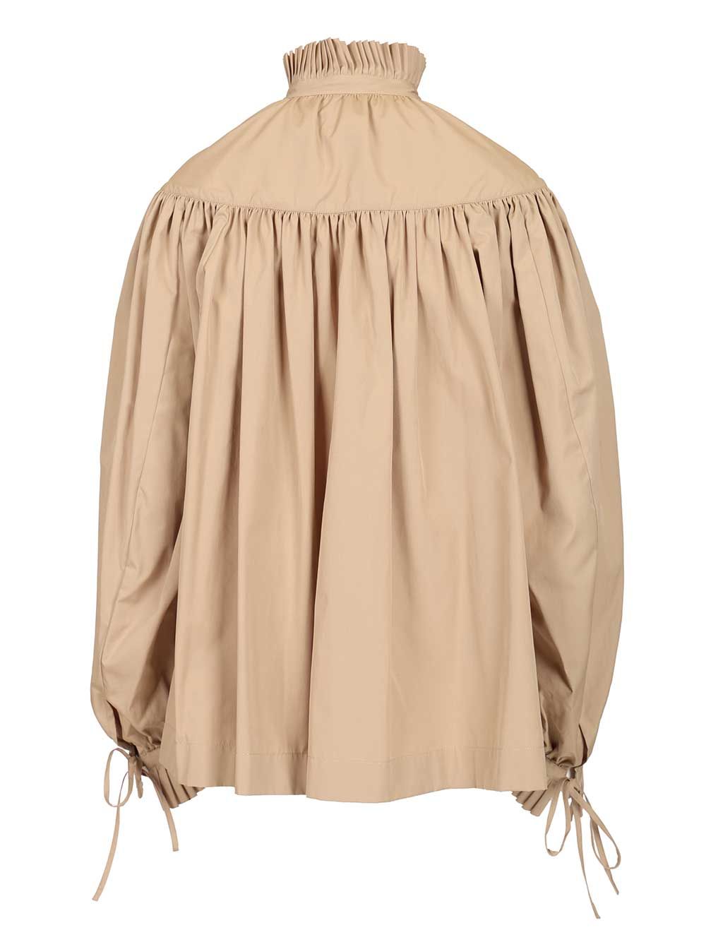 Dries Van Noten Cotton Poplin Blouse With Ruffles Shirts - Beige | 7dcb59c1b57c20bc1972658f6fc42aa38541dbe6
