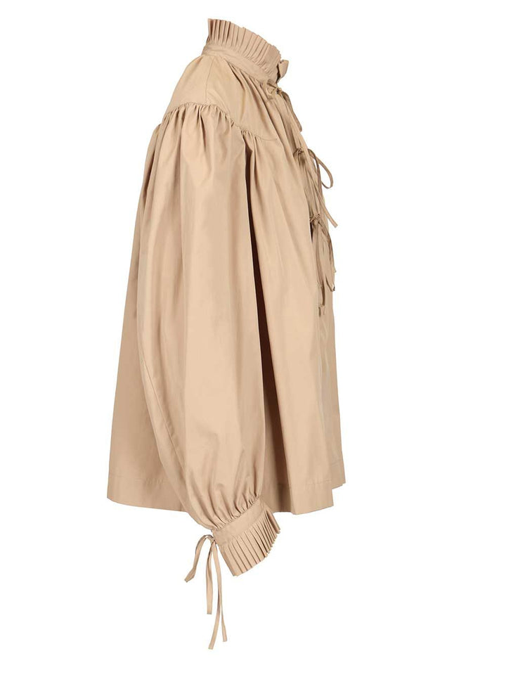 Dries Van Noten Cotton Poplin Blouse With Ruffles Shirts - Beige | 6e079a7ec1245684b3df0821e842d4fe0686bd79