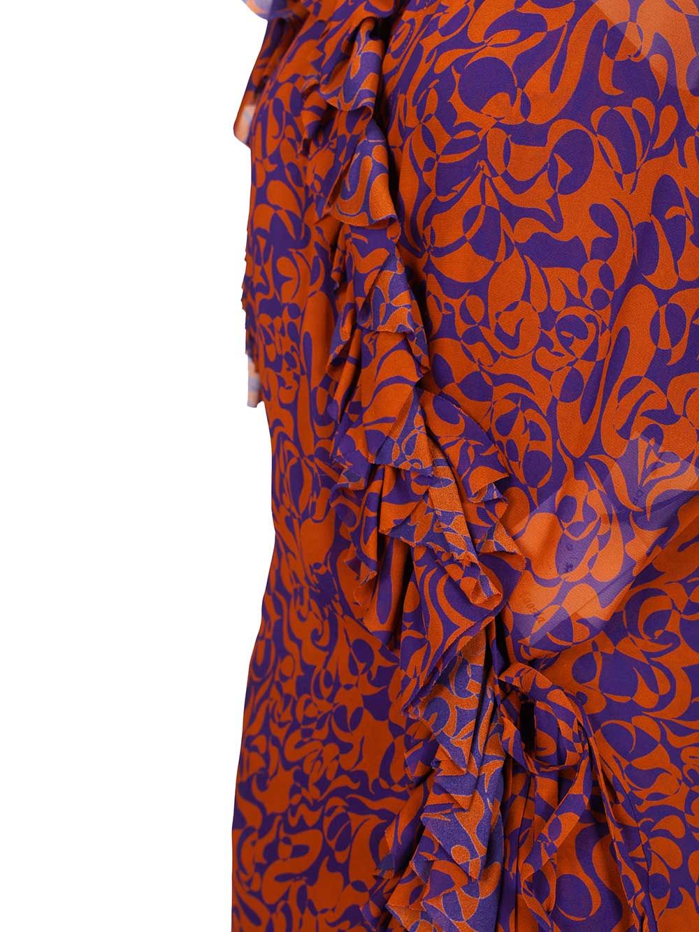 Dries Van Noten Printed Dress With Ruffles Abiti - Multicolor | 7897bf7324d971f5047dd5857a713670422e0109