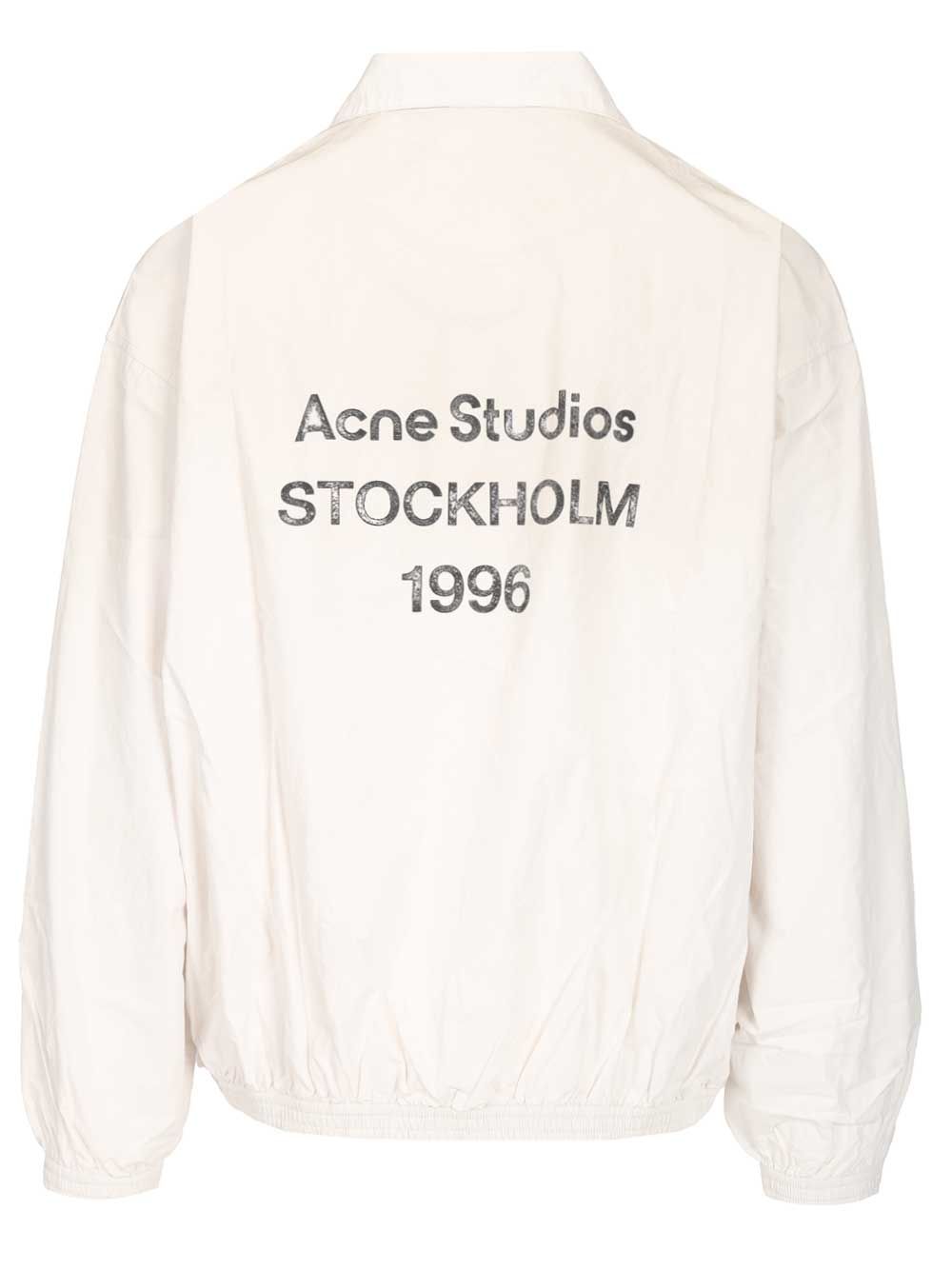 Acne Studios Zip-Up Jacket With Logo Giacche - Bianco | 61224b438285f2b78f5e106f8cb85d2aae9cd4e7