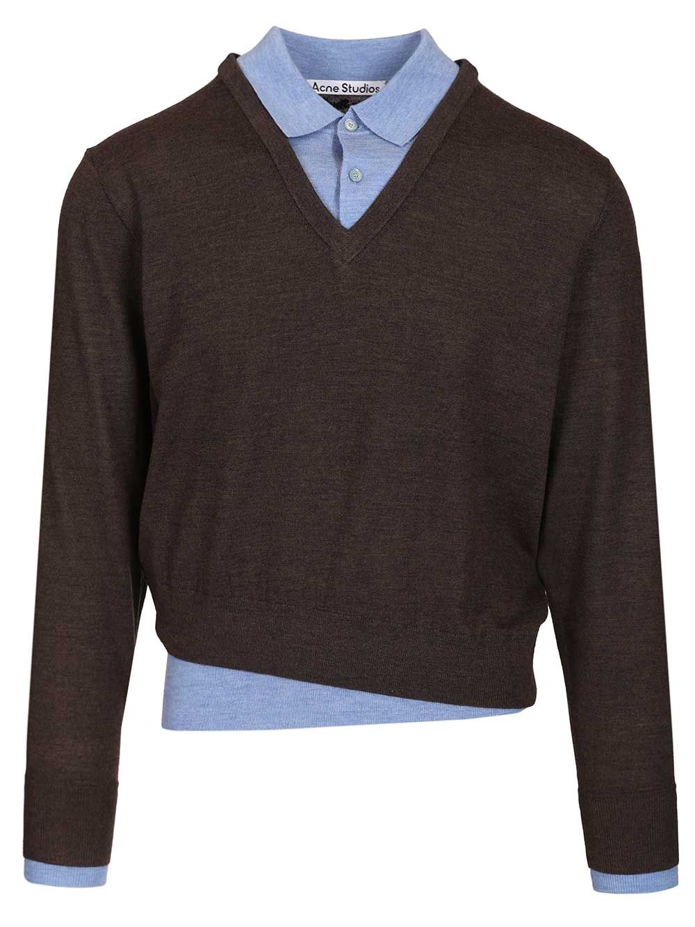 Acne Studios Layered Wool Sweater Sweatshirts - Marrone | 21a5919253e7d2bb351acb918529784eb7410b21