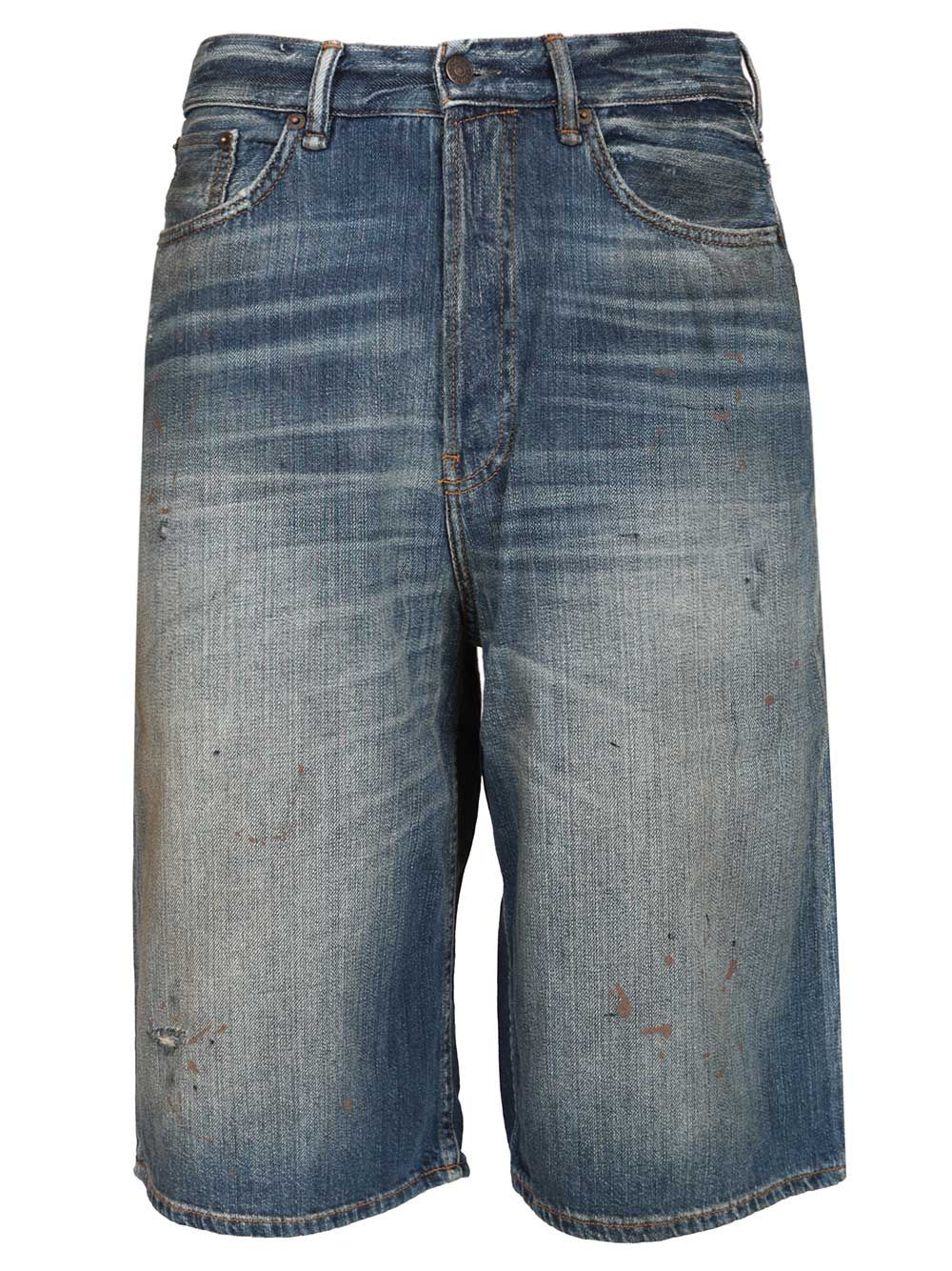 Acne Studios Organic Cotton Denim Shorts Trousers - Blu | 16648fb601c2b1cb47a41821af49f4e53ac96531