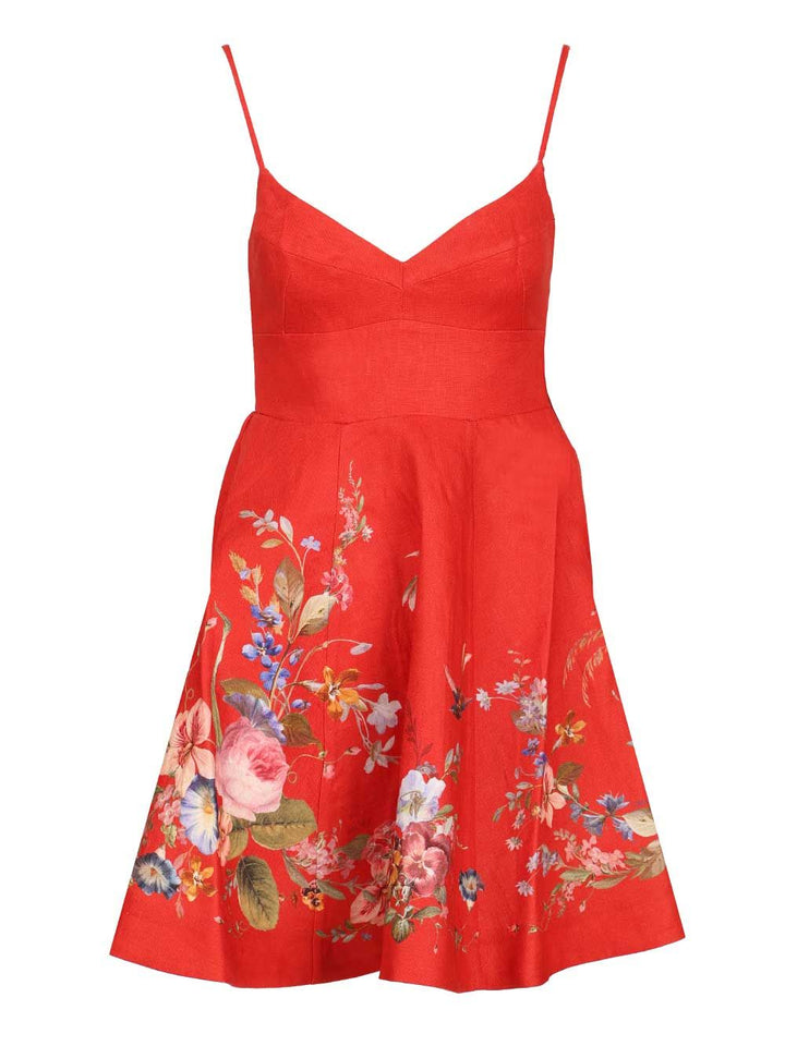 Zimmermann Patience Red Floral Linen Mini Dress Abiti - Rosso | 2e46723bc8629c72430b2c97d309356db55c530c