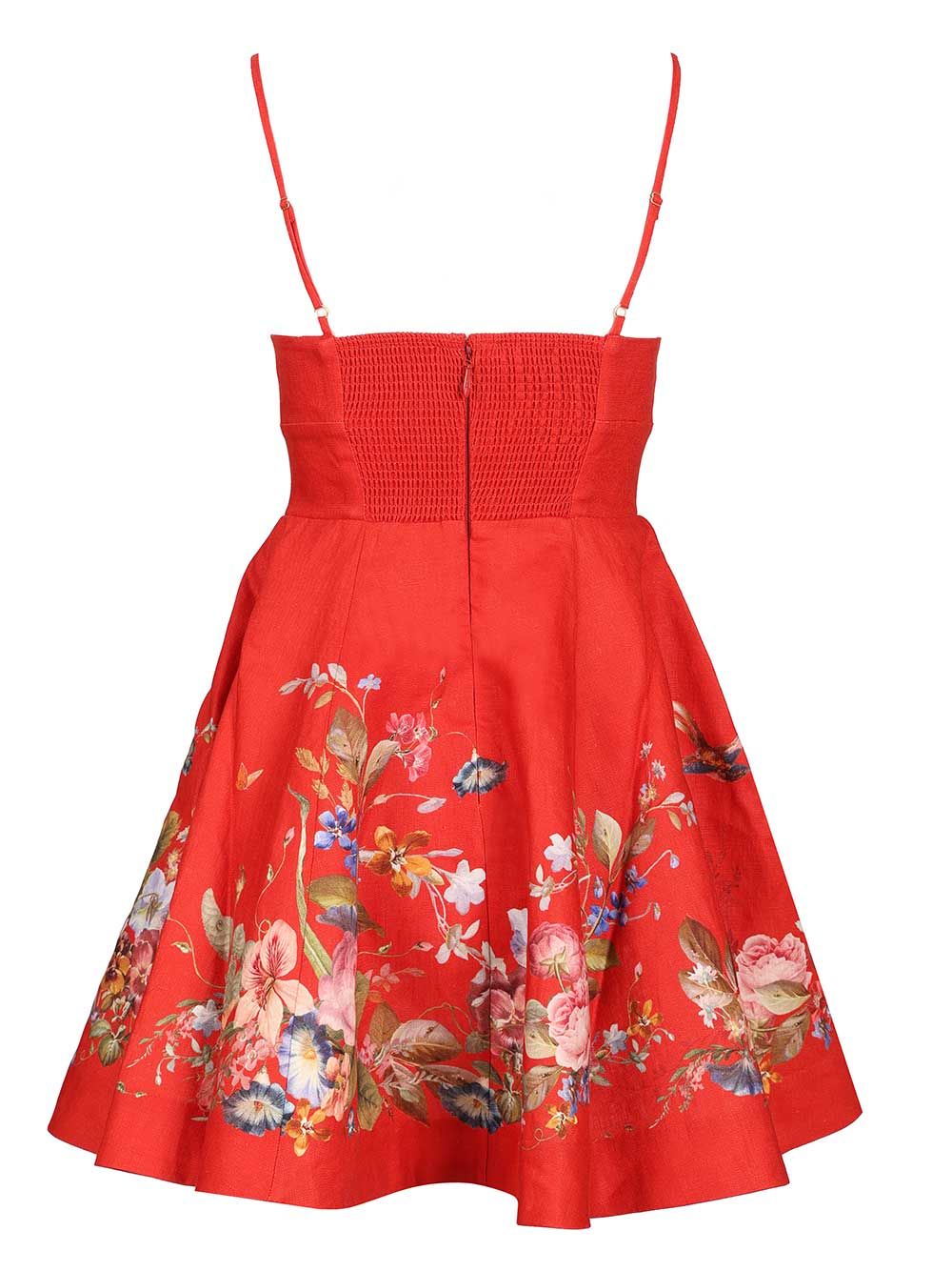 Zimmermann Patience Red Floral Linen Mini Dress Abiti - Rosso | 78a8eb23133c38a89cbc872bb42752db6ddfd1c7