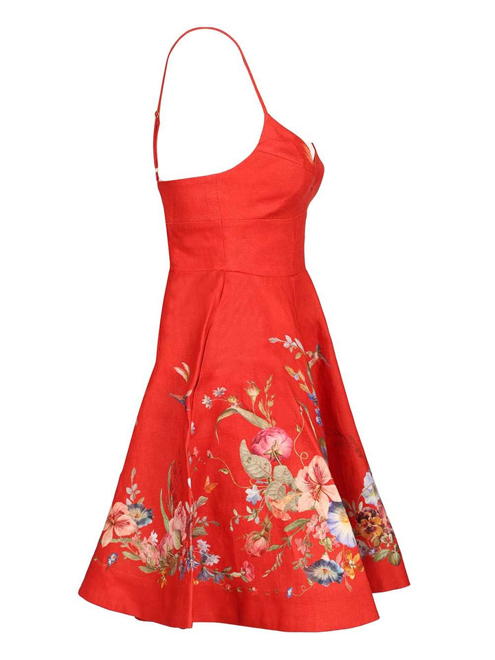 Zimmermann Patience Red Floral Linen Mini Dress Abiti - Rosso | 0d5bd846a13329e4a09c5b864034de3793053dba
