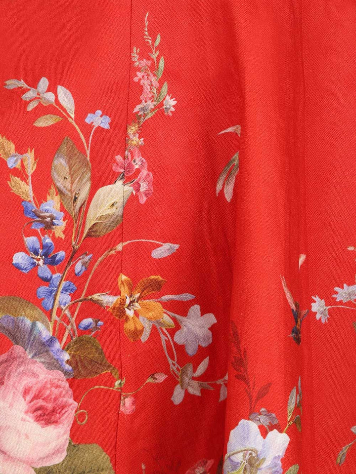 Zimmermann Patience Red Floral Linen Mini Dress Abiti - Rosso | 9db1f69479db527cfe8c2690d236b9b598cc1671