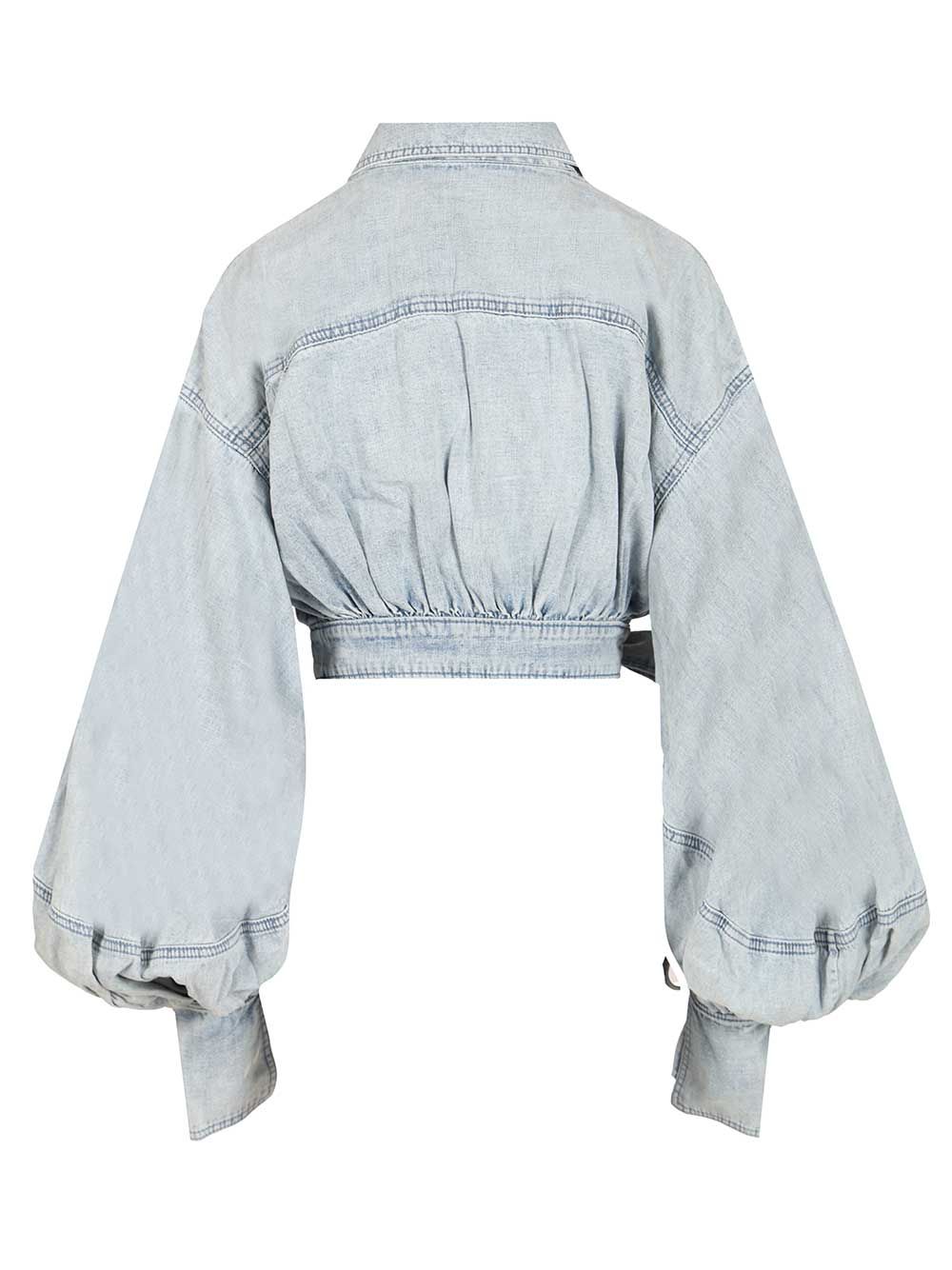 Zimmermann Rebellion Denim Wrap Top Top - Blu | 5742db13d4cf703981ea95126894a64c6d9acb4a