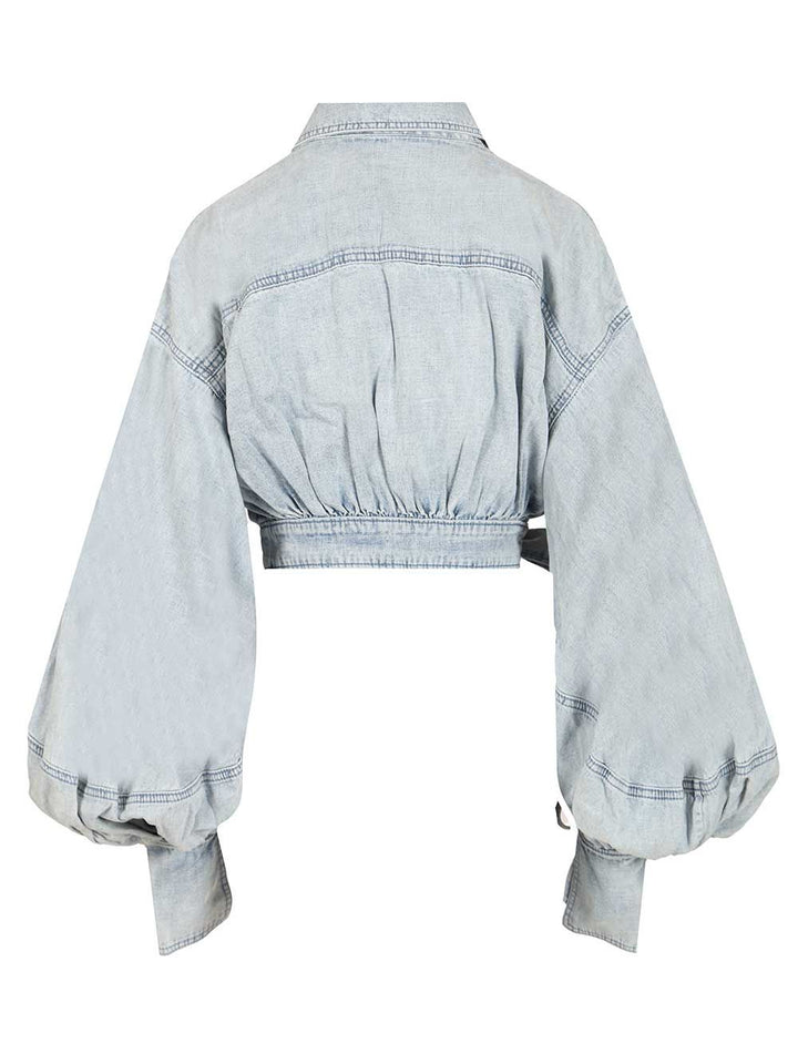 Zimmermann Rebellion Denim Wrap Top Top - Blu | 5742db13d4cf703981ea95126894a64c6d9acb4a