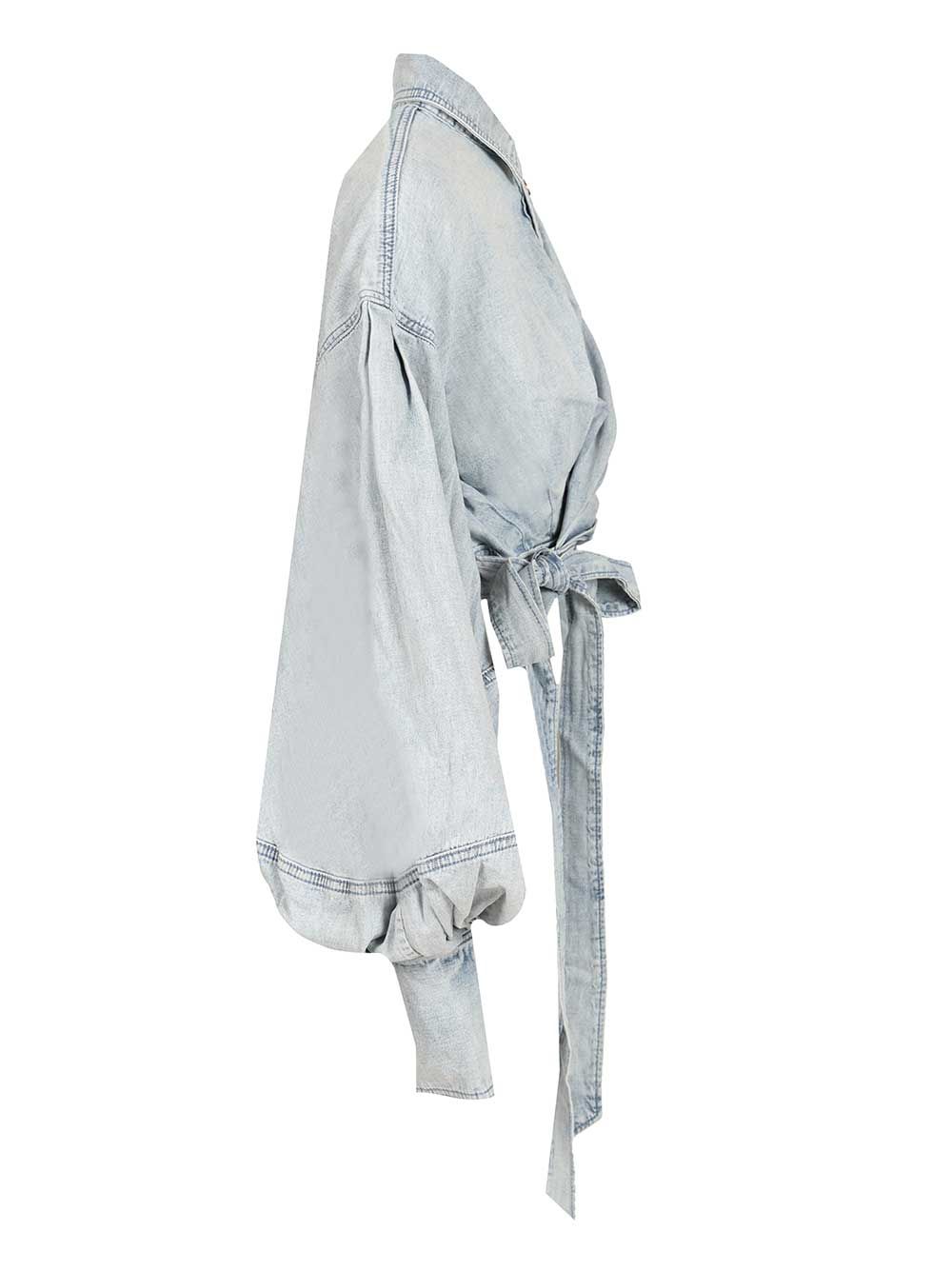 Zimmermann Rebellion Denim Wrap Top Top - Blu | e8e611ff7b6ebf80e0e5c2262a6b0a81f57adad2