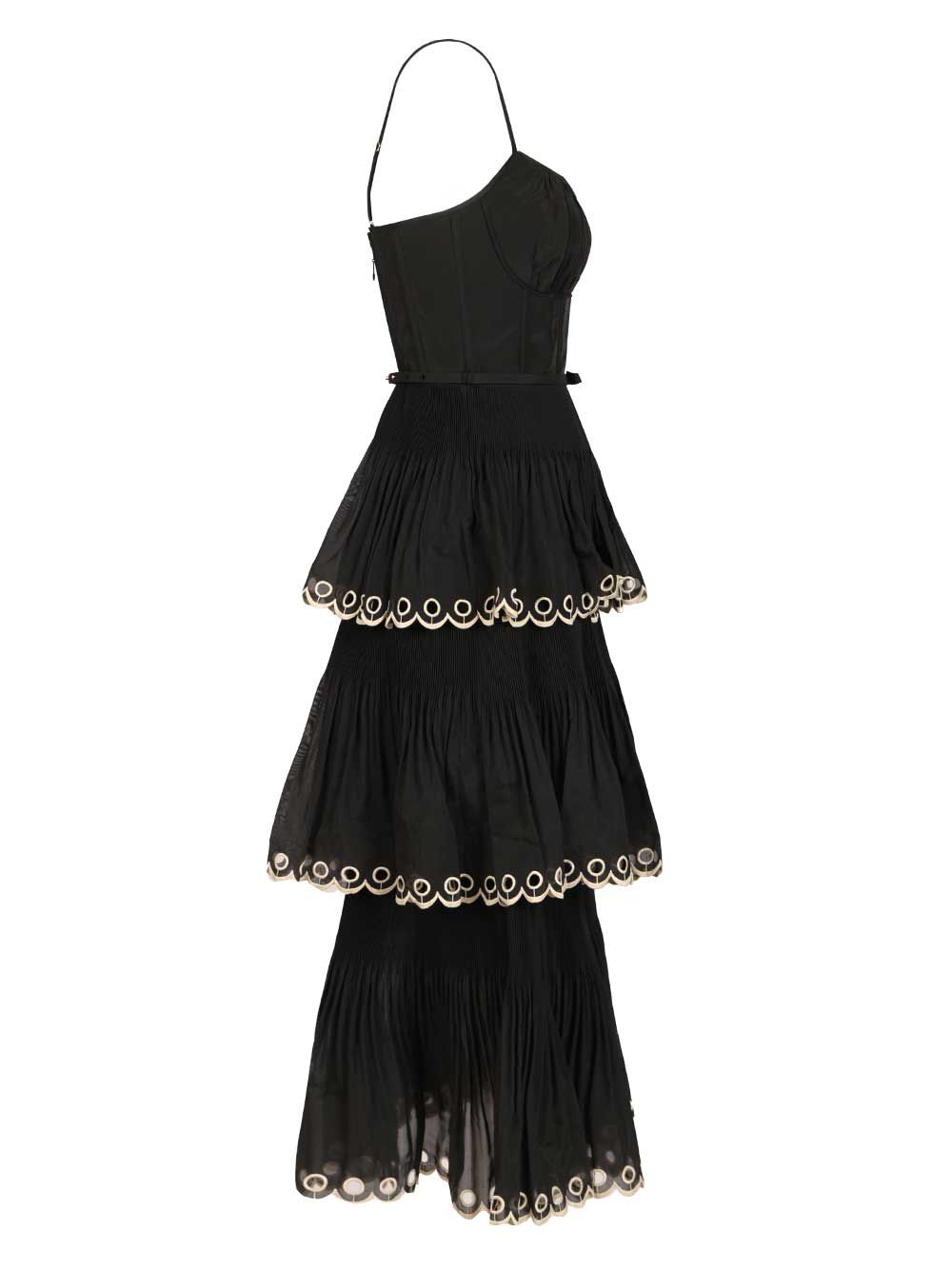 Zimmermann Embroidered Tiered Midi Dress Abiti - Nero | d3d286d2f4d251213be73ebea3f99f5d5904a8f5