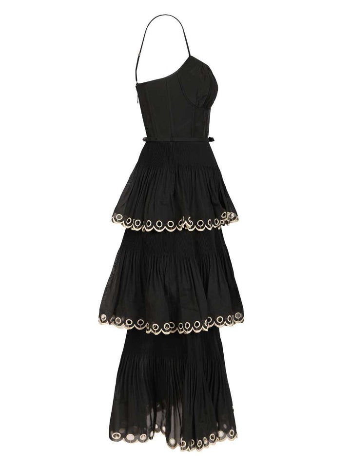 Zimmermann Embroidered Tiered Midi Dress Abiti - Nero | d3d286d2f4d251213be73ebea3f99f5d5904a8f5