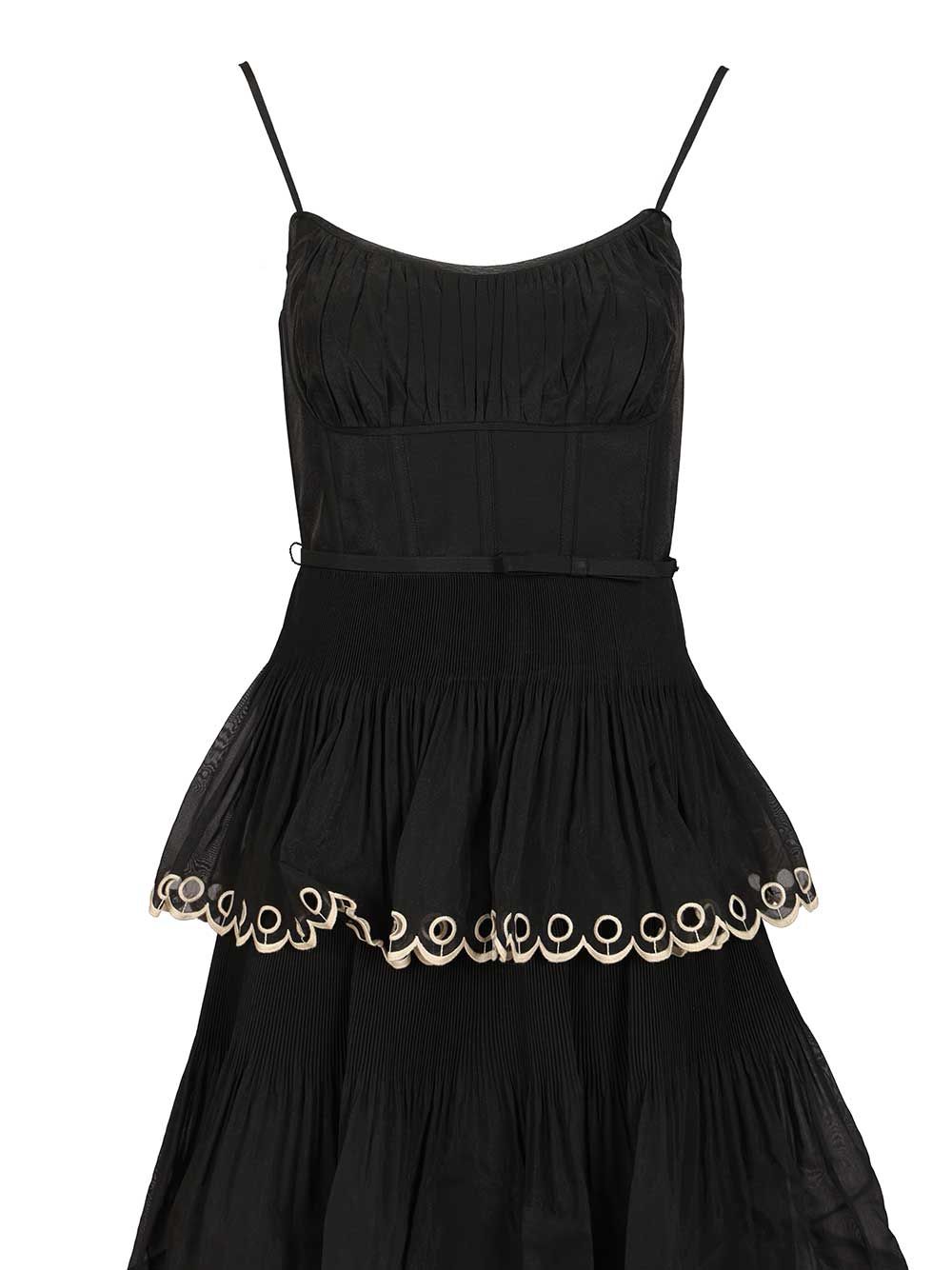 Zimmermann Embroidered Tiered Midi Dress Abiti - Nero | b0f347ccdffcb5a119bb3c7f460692737b3b3d87