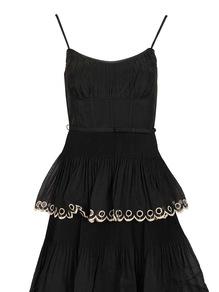 Zimmermann Embroidered Tiered Midi Dress Abiti - Nero | b0f347ccdffcb5a119bb3c7f460692737b3b3d87