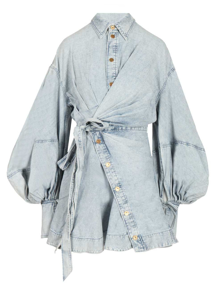 Zimmermann Rebellion Denim Wrap Mini Dress Abiti - Blu | aedda3fbf38e36aa7049158a1869191d469f38f5