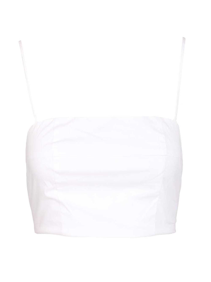 Staud Federico Short Tank Top In Cotton Poplin Top - Bianco | 8fe764b7404150c71d623ab4b7d1bc2af93879fb