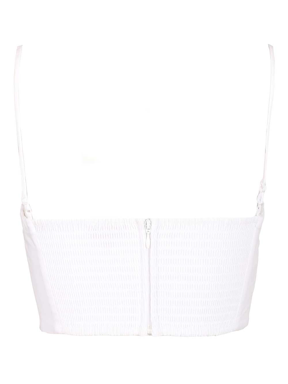Staud Federico Short Tank Top In Cotton Poplin Top - Bianco | 7a35a7fec83bc260b9596236b593506f3957b8b2