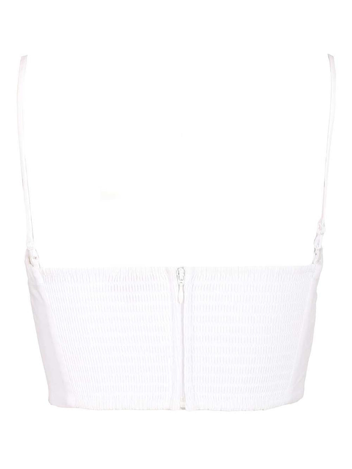 Staud Federico Short Tank Top In Cotton Poplin Top - Bianco | 7a35a7fec83bc260b9596236b593506f3957b8b2