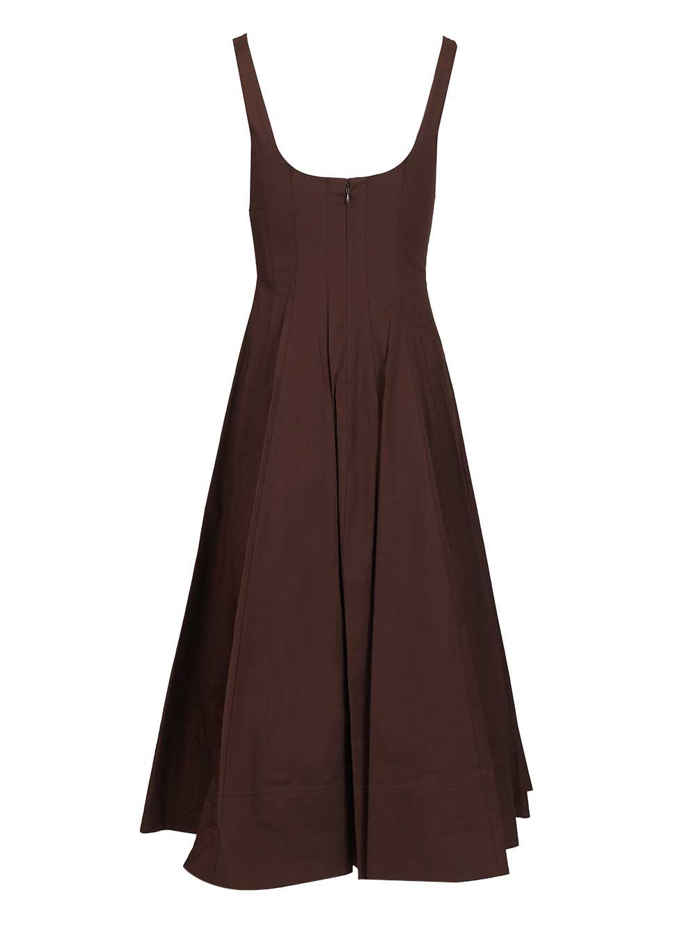 Staud Wells Dress In Cotton Poplin Abiti - Marrone | 7883137ac1012083f2b6d85c0b06af2820eca68f