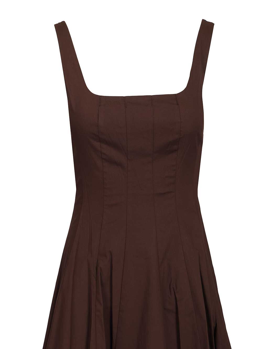Staud Wells Dress In Cotton Poplin Abiti - Marrone | c7eaef1cc2568b7b82a922333e7b0b453b53e925