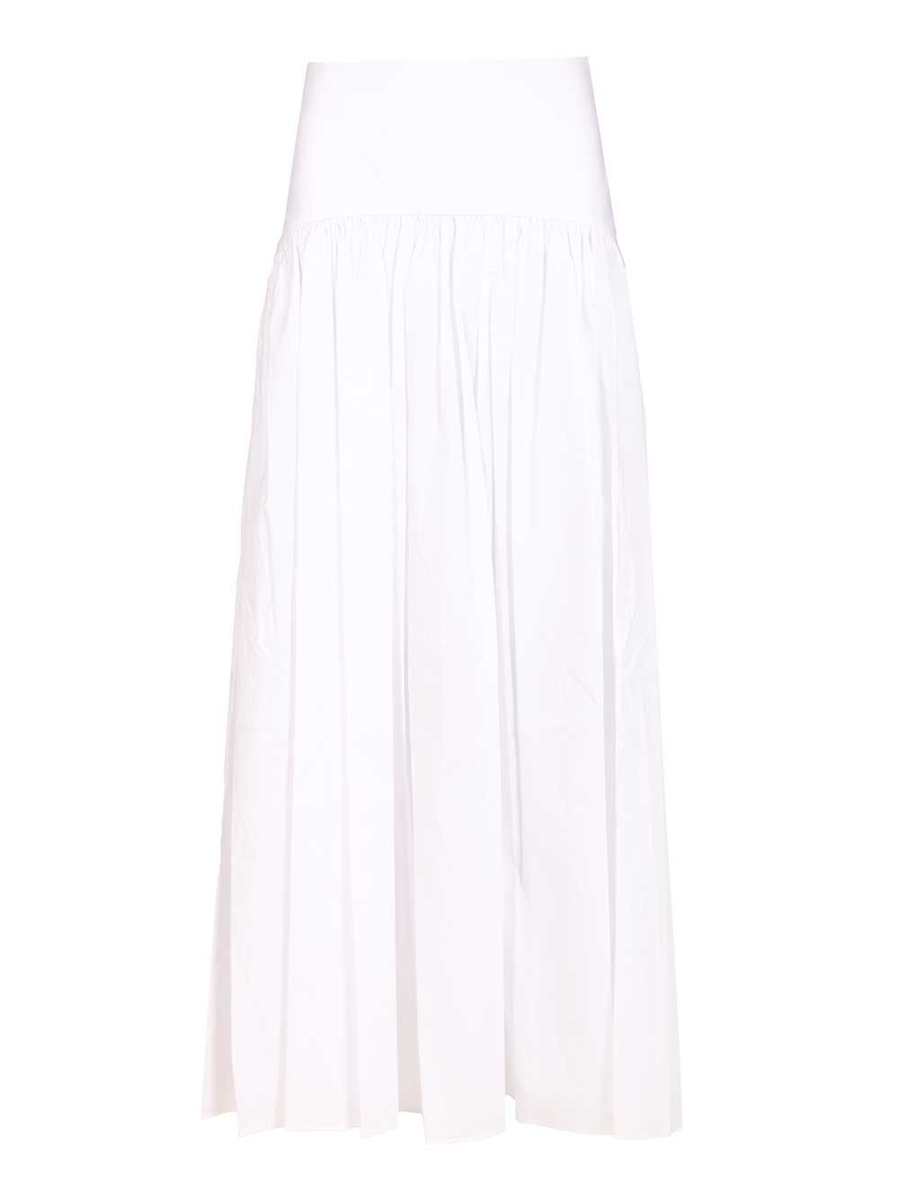 Staud Procida Skirt In Cotton Poplin Gonne - Bianco | 894ec5acd042cde511a00ec6ac091effc8a819fc