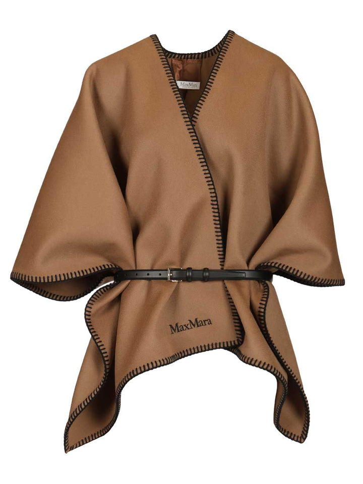 Max Mara Wool And Cashmere Cape Coats - Marrone | 8e650a6e36213a9eb4c2c583d886f836aeffd31a