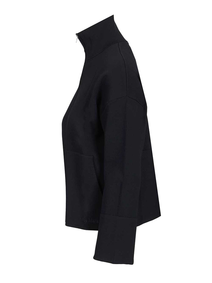 Max Mara Cardigan In Viscose Crepe Sweatshirts - Blu | 546a2dcaab81846f63d9f9baa5d35823f2271f6d