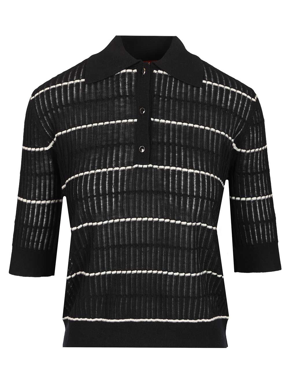 Max Mara Studio Sweater In Wool And Silk Yarn Polo shirt - Blu | d210195328043593d3574bd183659e4948b7e75a