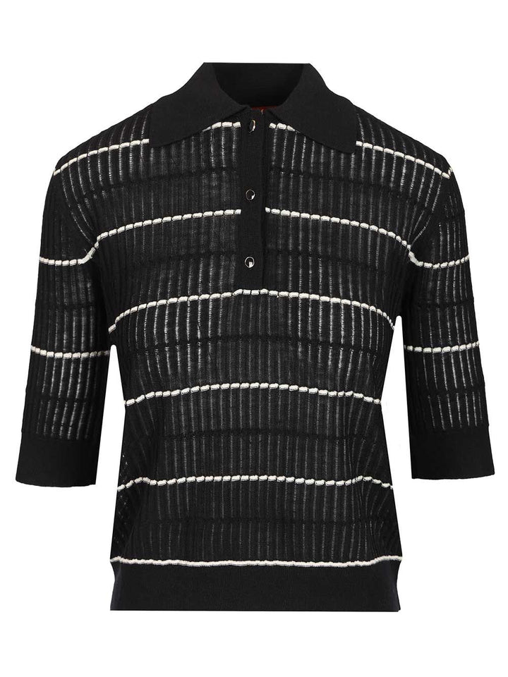 Max Mara Studio Sweater In Wool And Silk Yarn Polo shirt - Blu | d210195328043593d3574bd183659e4948b7e75a