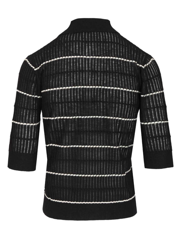 Max Mara Studio Sweater In Wool And Silk Yarn Polo shirt - Blu | 8ac7d5b6190fcbce0d11eef3a3c3885662fa9bc1