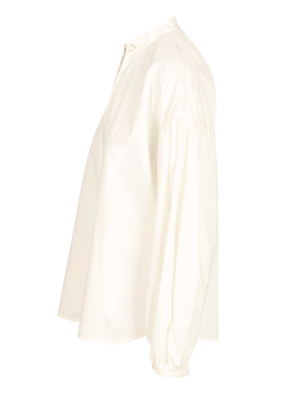 Max Mara Studio Cotton Satin Blouse Shirts - Bianco | cdd41f372c2f2ee4adbfb829217571dbb43c72ab