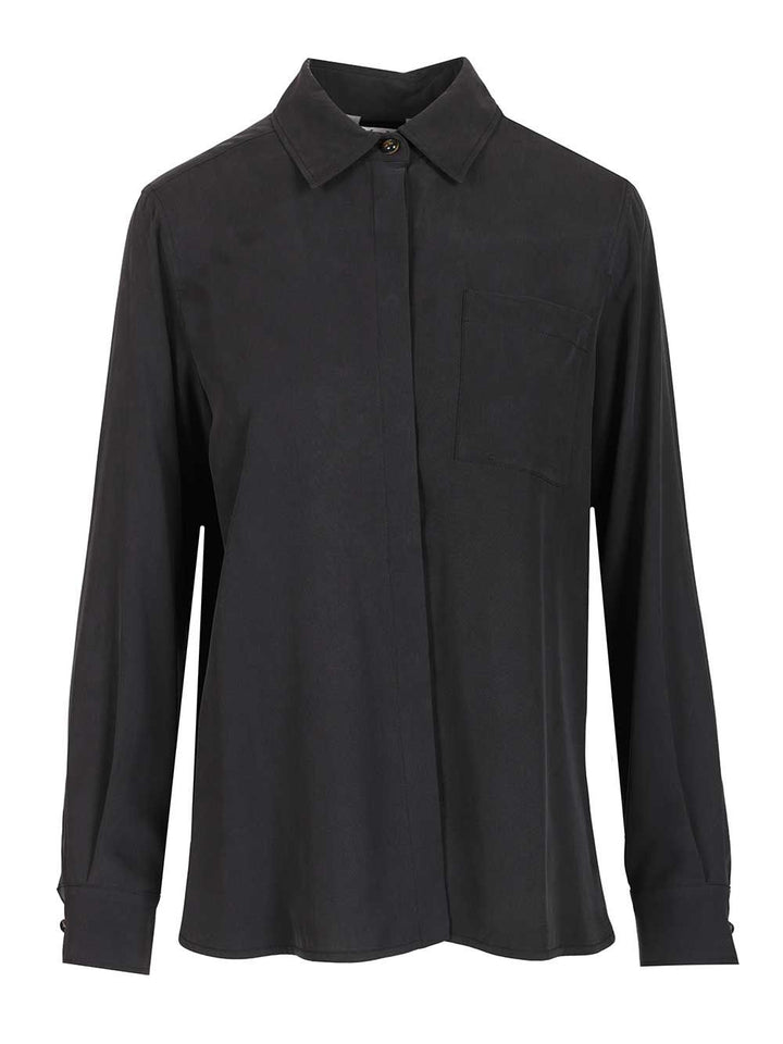 Max Mara Siamese Shirt In Washed Silk Shirts - Blu | ef50cc43a75159d92c0168eadeb8d09300927aae