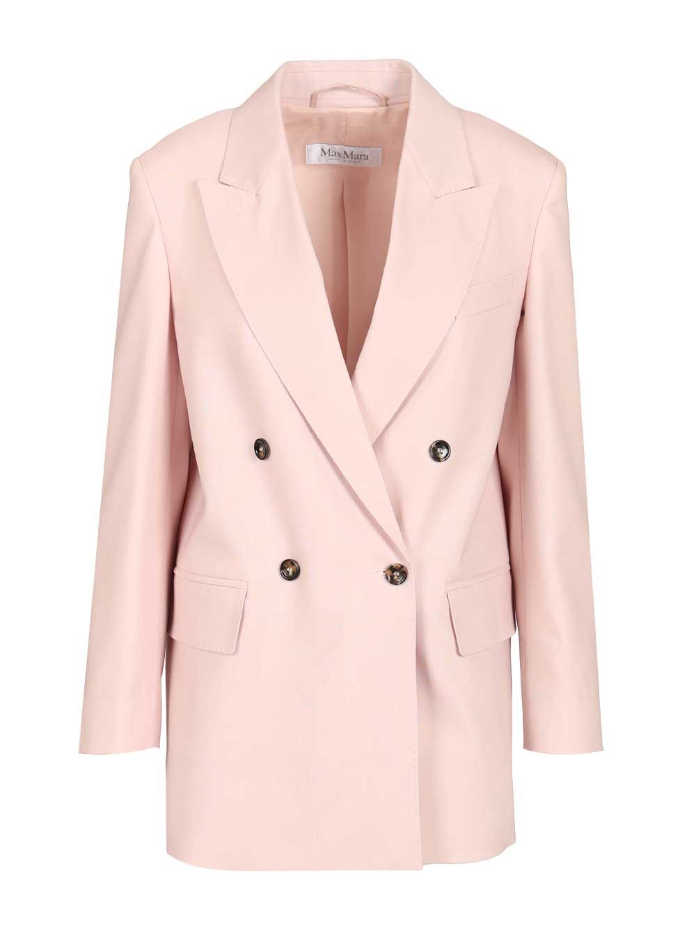 Max Mara Ombrosa Double-Breasted Blazer In Wool, Mohair And Silk Blend Giacche - Rose | 805be096cbfb1412f2c2118ea6eba69f21597e6c