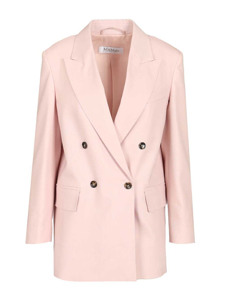 Max Mara Ombrosa Double-Breasted Blazer In Wool, Mohair And Silk Blend Giacche - Rose | 805be096cbfb1412f2c2118ea6eba69f21597e6c