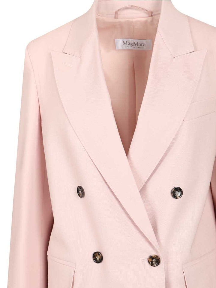 Max Mara Ombrosa Double-Breasted Blazer In Wool, Mohair And Silk Blend Giacche - Rose | 586c05cb0289dde258db5f685d20cf2d3699722e