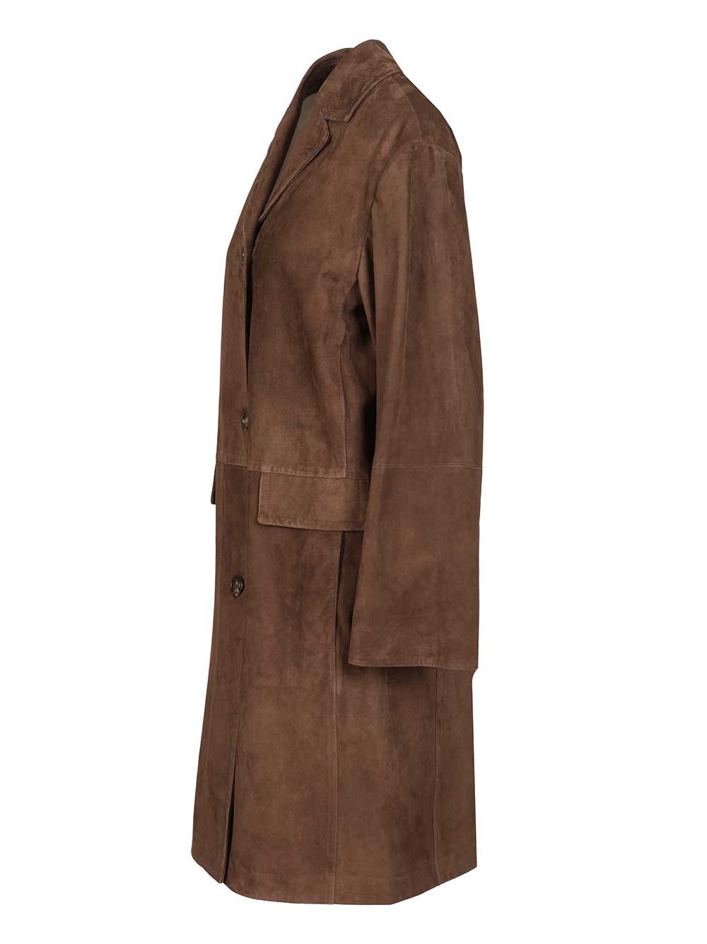 'S Max Mara Suede Overcoat Giacche - Marrone | 1cca90c382839aa8f9cd3fb1e9da5b714f8fb878