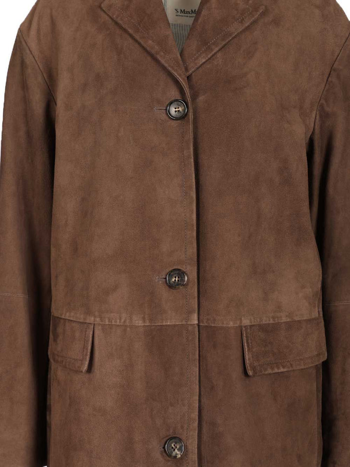 'S Max Mara Suede Overcoat Giacche - Marrone | 91981f6e51c392af28425bc2853275c4b431d342