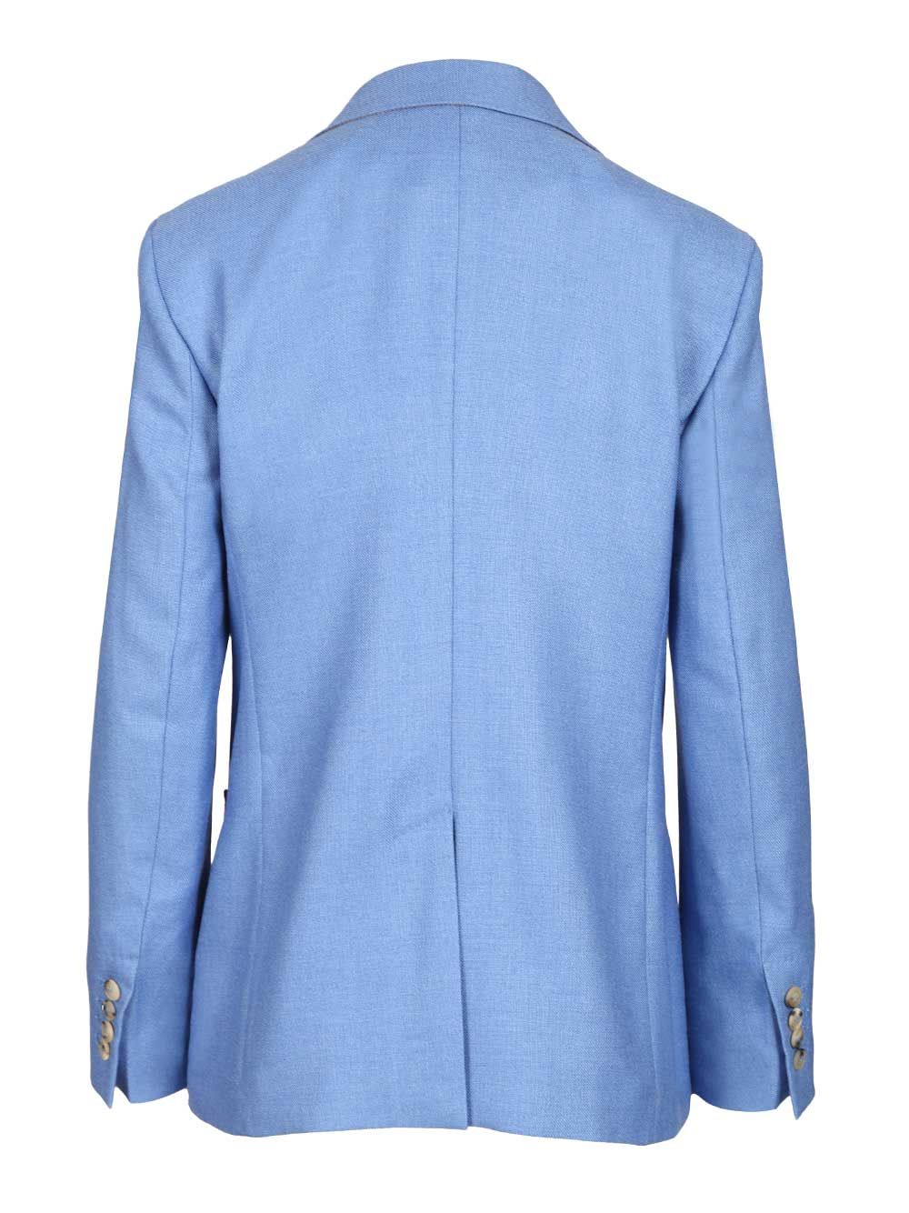 Max Mara Single-Breasted Wool And Silk Canvas Blazer Giacche - Light blue | 18cbed002fcbb4660f662ce08398215e3f687e0e