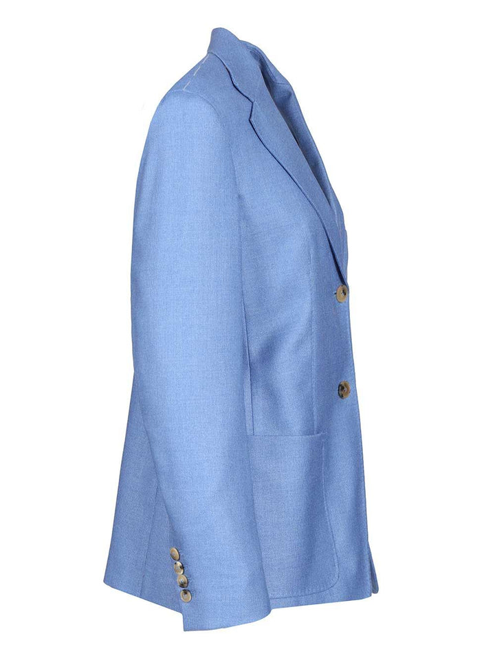 Max Mara Single-Breasted Wool And Silk Canvas Blazer Giacche - Light blue | f7df8da530d82bfcbf1220507caddf59a9f8c58b