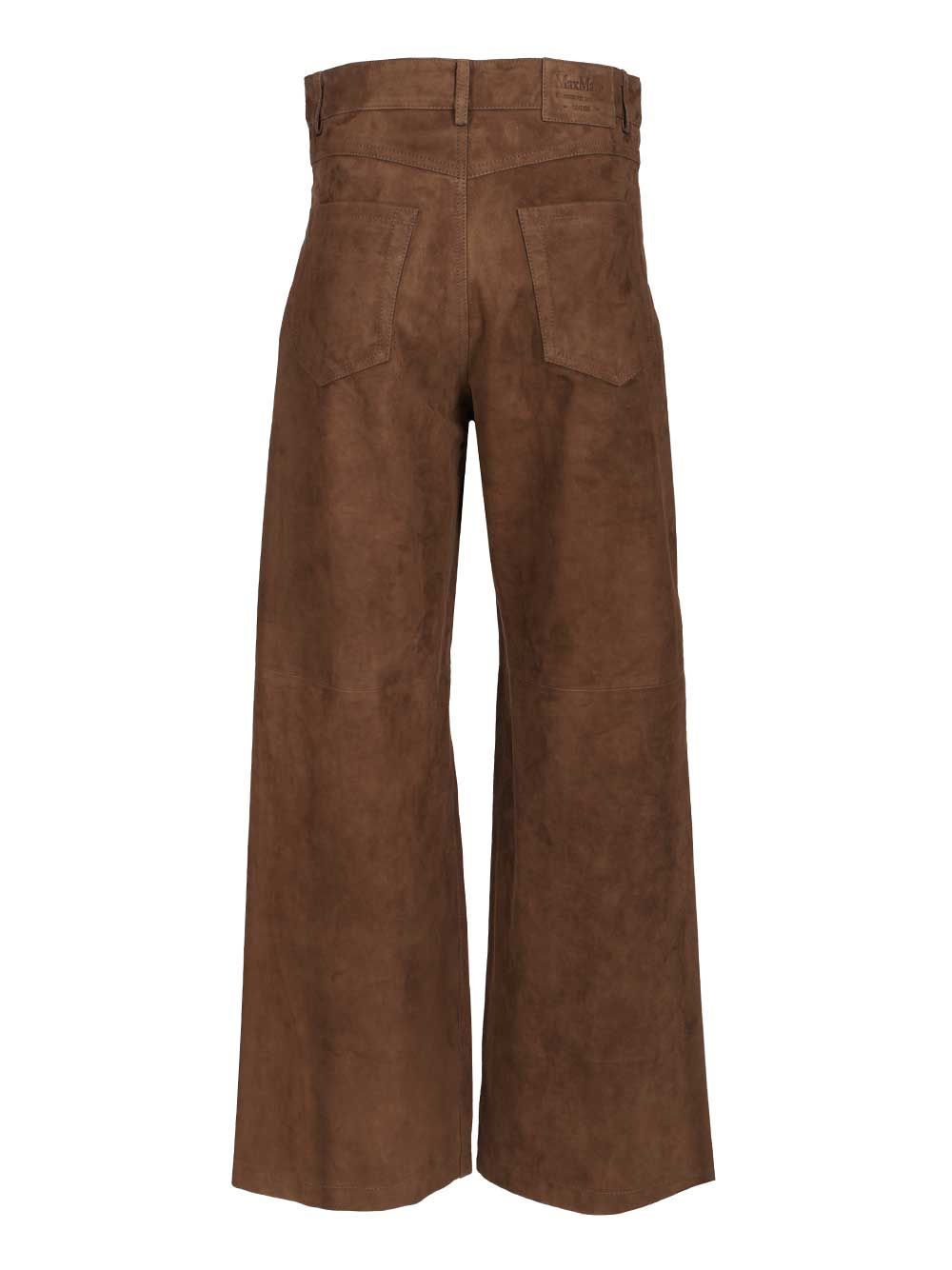 'S Max Mara Wide-Leg Suede Trousers - Marrone | f6f3809e38c80da75707d9c37c519aa3c00d9753