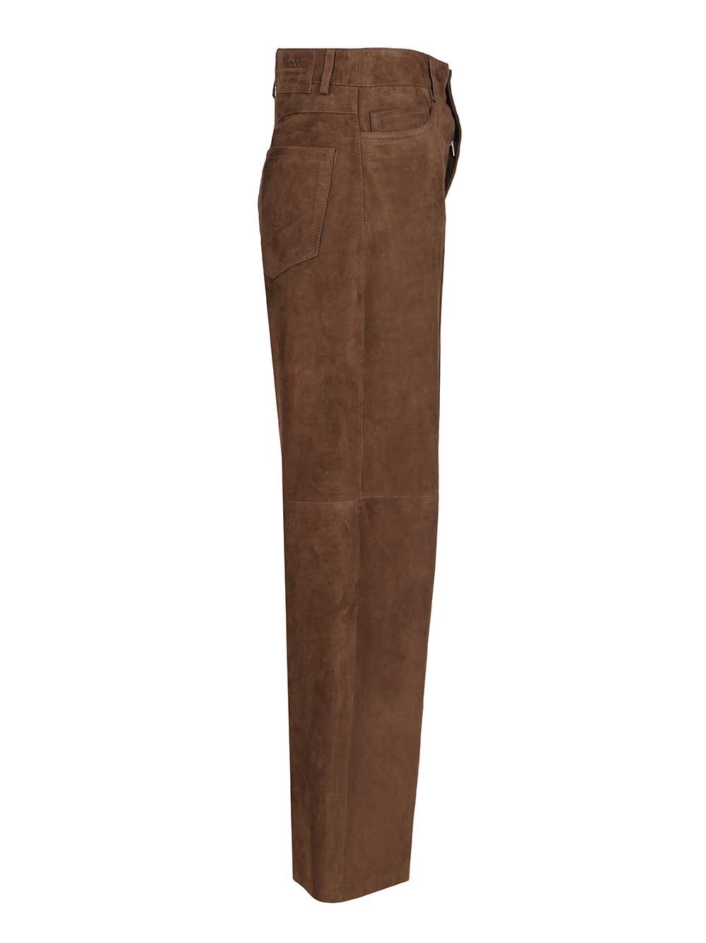 'S Max Mara Wide-Leg Suede Trousers - Marrone | a0b840dc65033c724e1f81b6291ea40b1ae4161c