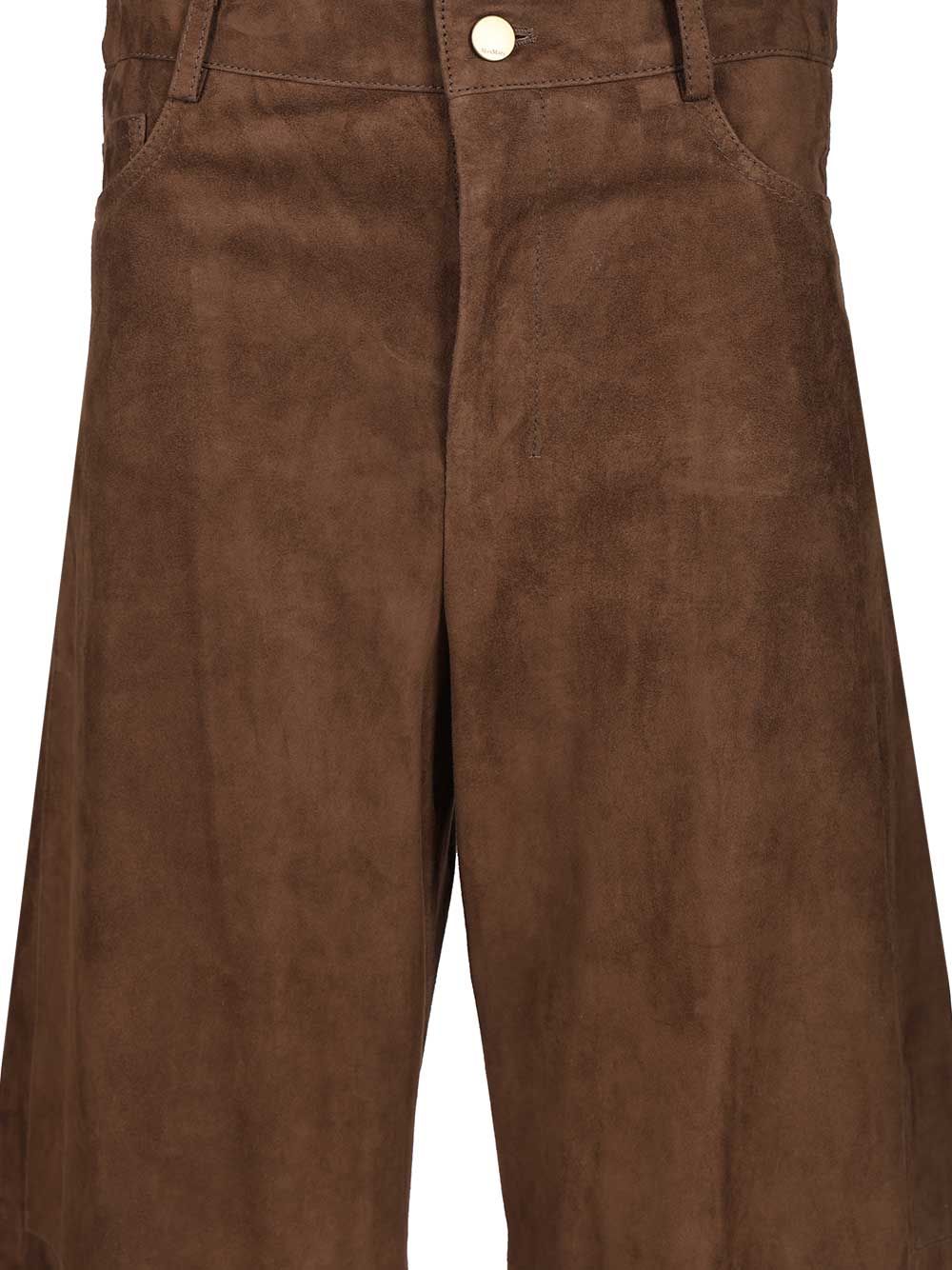 'S Max Mara Wide-Leg Suede Trousers - Marrone | 555e1fe45a21977b58022b76a0326141eb8e0b8c